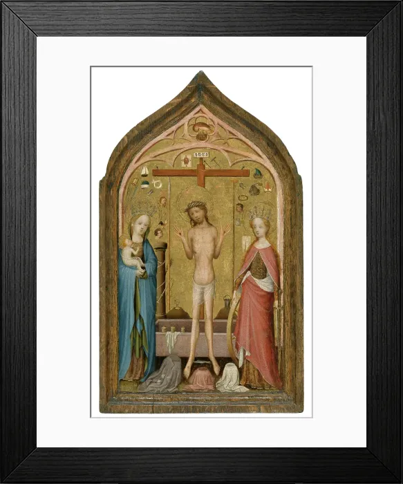 Framed Print : Man of Sorrows with Madonna and Saint Catherine of Alexandria, 1500. Creator: Master of Saint Veronica Framed Print : Man of Sorrows with Madonna and Saint Catherine of Alexandria, 1500. Creator: Master of Saint Veronica