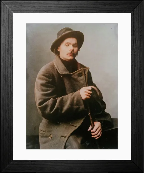 Framed Print : Maxim Gorky, seated with heavy coat on, 1910. Creator: Bain News Service Framed Print : Maxim Gorky, seated with heavy coat on, 1910. Creator: Bain News Service