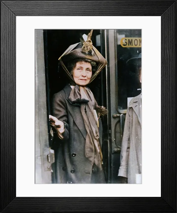 Framed Print : Mrs. Pankhurst in doorway, 1913. Creator: Bain News Service Framed Print : Mrs. Pankhurst in doorway, 1913. Creator: Bain News Service