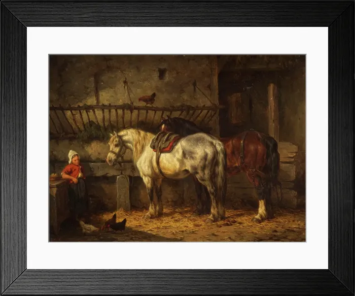 Framed Print : Horses in a stable, n.d. c1865-1885. Creator: Willem Johan Boogaard Framed Print : Horses in a stable, n.d. c1865-1885. Creator: Willem Johan Boogaard