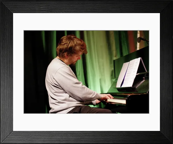 Framed Print : Will Barry, Jonny Mansfield Quartet, Verdict Jazz Club, Brighton, East Sussex, 2024. Creator: Brian O'Connor