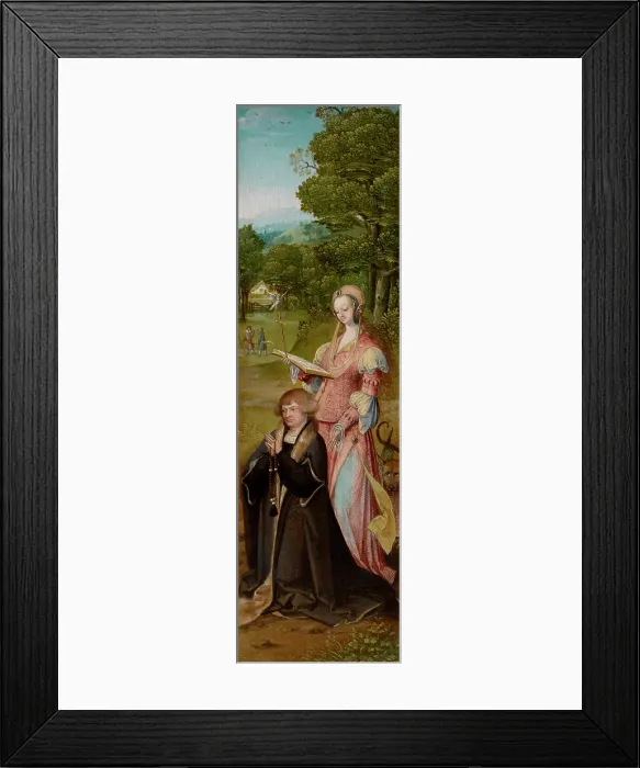 Framed Print : Saint Margaret of Antioch with Donor, 1519. Creator: Master of the Antwerp Adoration Framed Print : Saint Margaret of Antioch with Donor, 1519. Creator: Master of the Antwerp Adoration