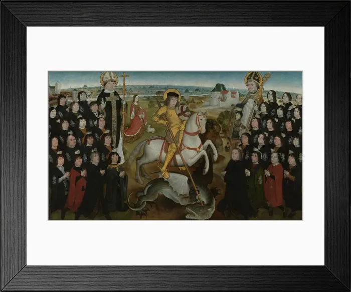 Framed Print : The Members of the Guild of the Old Crossbow of Mechelen, c1497. Creator: Master of the Guild of Saint George Framed Print : The Members of the Guild of the Old Crossbow of Mechelen, c1497. Creator: Master of the Guild of Saint George