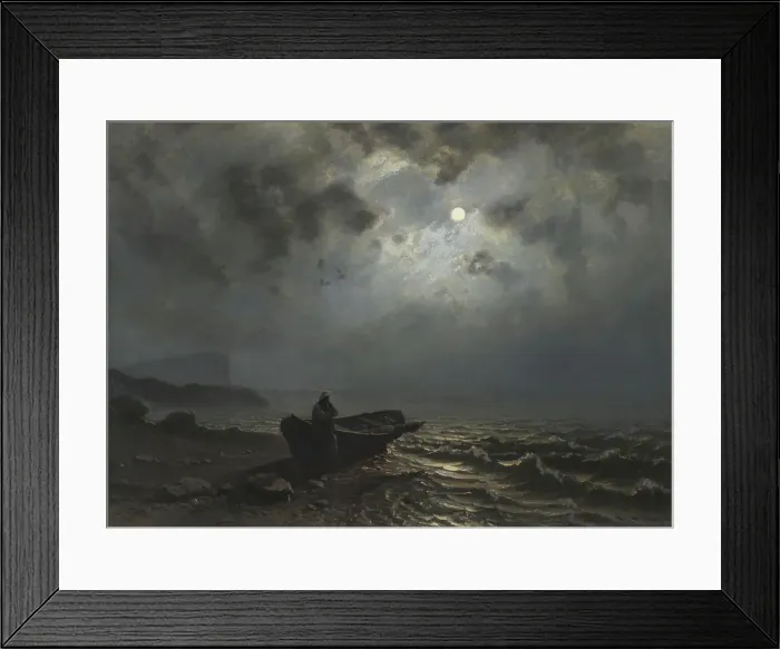 Framed Print : Moonlight on the Norwegian Coast, 1876. Creator: Knud Baade Framed Print : Moonlight on the Norwegian Coast, 1876. Creator: Knud Baade