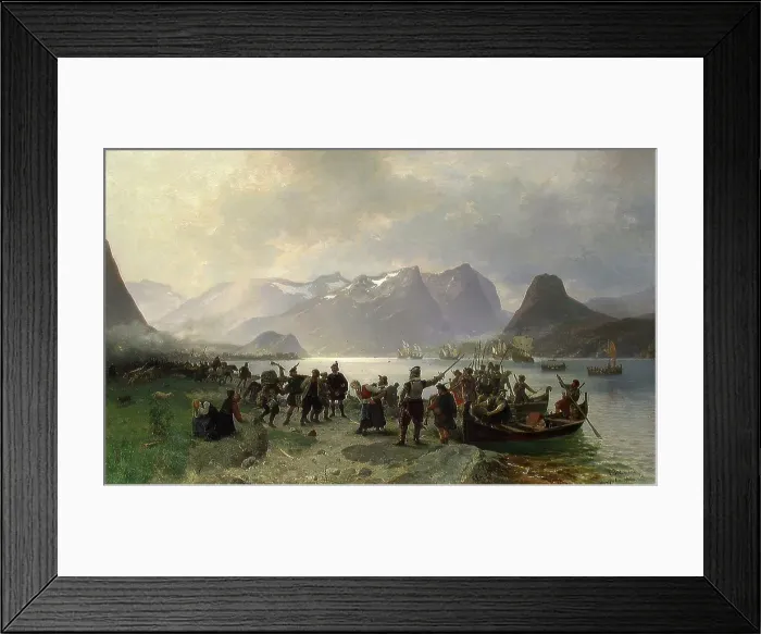 Framed Print : The Landing of Sinclair in Romsdal, 1876. Creator: Adolph Tidemand Framed Print : The Landing of Sinclair in Romsdal, 1876. Creator: Adolph Tidemand