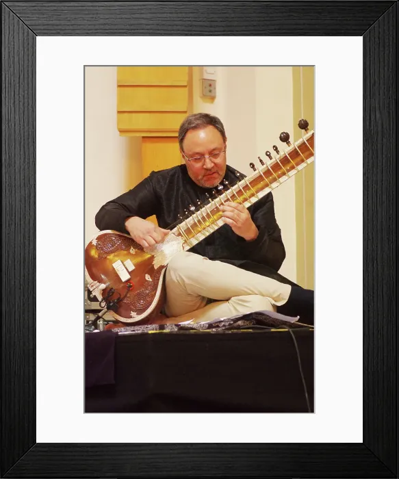 Framed Print : Jonathan Mayer, Indo Jazz Fusion Revisited, Loughton Methodist Church, Loughton, Essex, 2024. Creator: Brian O'Connor Framed Print : Jonathan Mayer, Indo Jazz Fusion Revisited, Loughton Methodist Church, Loughton, Essex, 2024. Creator: Brian O'Connor