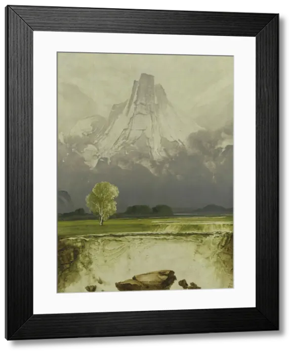Framed Print : Stetind with birch, 1864. Creator: Peder Balke Framed Print : Stetind with birch, 1864. Creator: Peder Balke
