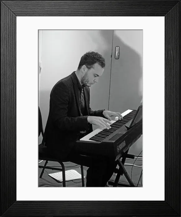 Framed Print : Matyas Gayer, Davison-Hemstock Quintet, Spike's Place, Beckenham, Kent, 2024. Creator: Brian O'Connor Framed Print : Matyas Gayer, Davison-Hemstock Quintet, Spike's Place, Beckenham, Kent, 2024. Creator: Brian O'Connor