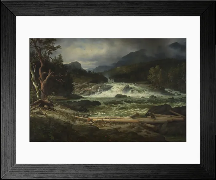 Framed Print : The Labro Falls at Kongsberg, 1837. Creator: Thomas Fearnley Framed Print : The Labro Falls at Kongsberg, 1837. Creator: Thomas Fearnley