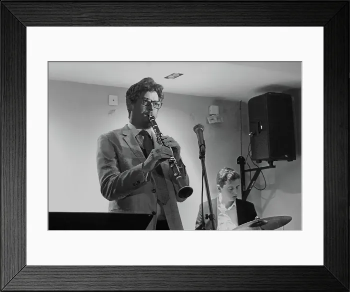 Framed Print : Duncan Hemstock, Davison-Hemstock Quintet, Spike's Place, Beckenham, Kent, 2024. Creator: Brian O'Connor Framed Print : Duncan Hemstock, Davison-Hemstock Quintet, Spike's Place, Beckenham, Kent, 2024. Creator: Brian O'Connor
