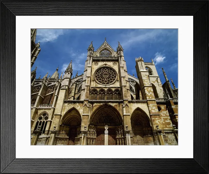 Framed Print : Main facade, Santa Maria de Leon Cathedral, Castile and Leon, Spain, (2024). Creator: LTL Framed Print : Main facade, Santa Maria de Leon Cathedral, Castile and Leon, Spain, (2024). Creator: LTL