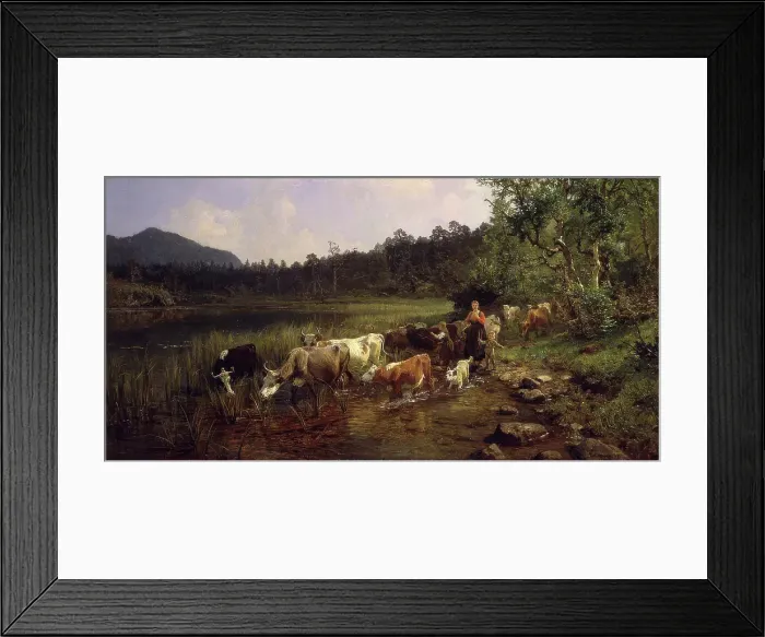 Framed Print : Summer Day by the Tarn, 1876. Creator: Anders Monsen Askevold Framed Print : Summer Day by the Tarn, 1876. Creator: Anders Monsen Askevold