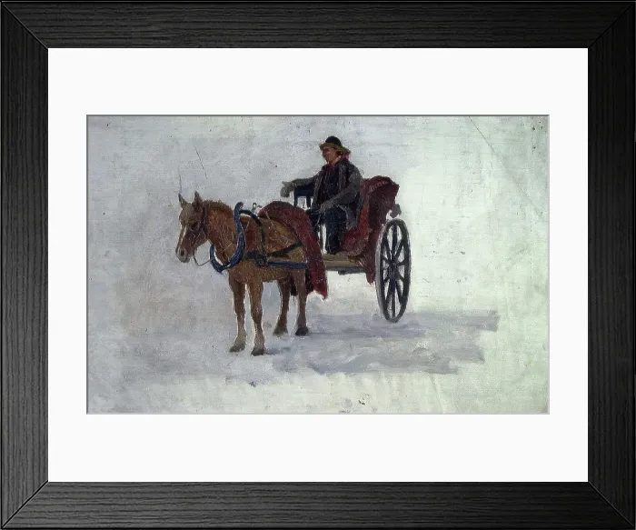 Framed Print : Man with Horse and Cart, Undated. Creator: Fredrik Jonas Lucian Botfield Collett Framed Print : Man with Horse and Cart, Undated. Creator: Fredrik Jonas Lucian Botfield Collett