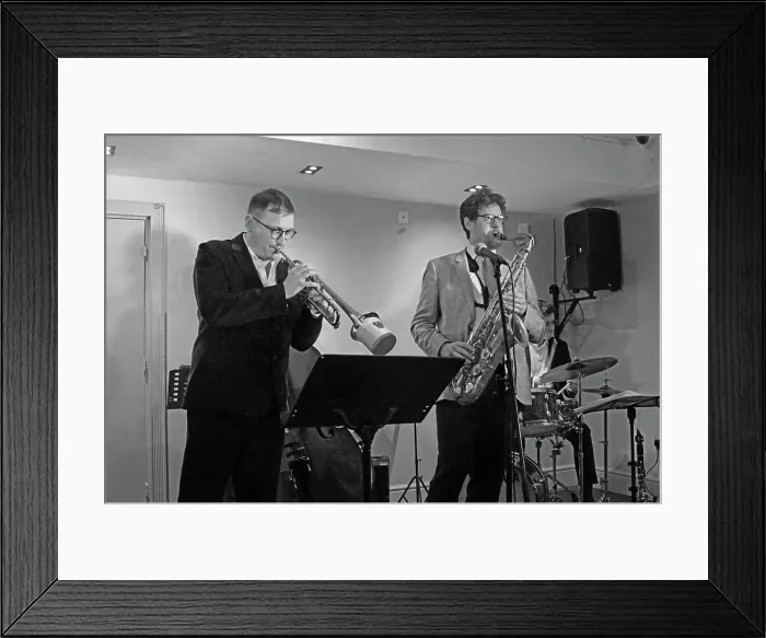 Framed Print : James Davison and Duncan Hemstock, Davison-Hemstock Quintet, Spike's Place, Beckenham, Kent, 2024. Creator: Brian O'Connor Framed Print : James Davison and Duncan Hemstock, Davison-Hemstock Quintet, Spike's Place, Beckenham, Kent, 2024. Creator: Brian O'Connor