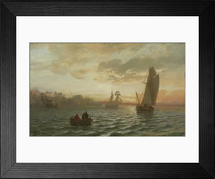 Framed Print : View from the Oslofjord, 1866. Creator: Hans Gude Framed Print : View from the Oslofjord, 1866. Creator: Hans Gude
