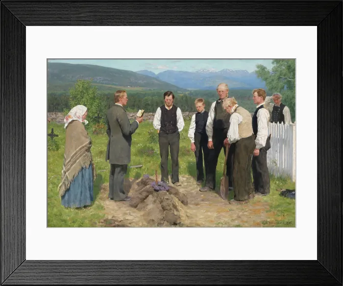 Framed Print : Peasant Burial, 1883-1885. Creator: Erik Werenskiold Framed Print : Peasant Burial, 1883-1885. Creator: Erik Werenskiold