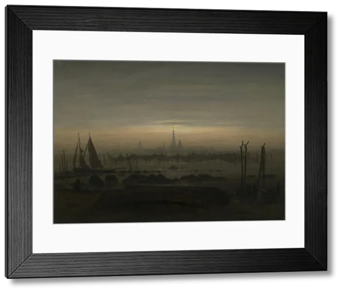 Framed Print : Greifswald in Moonlight, 1817. Creator: Caspar David Friedrich Framed Print : Greifswald in Moonlight, 1817. Creator: Caspar David Friedrich
