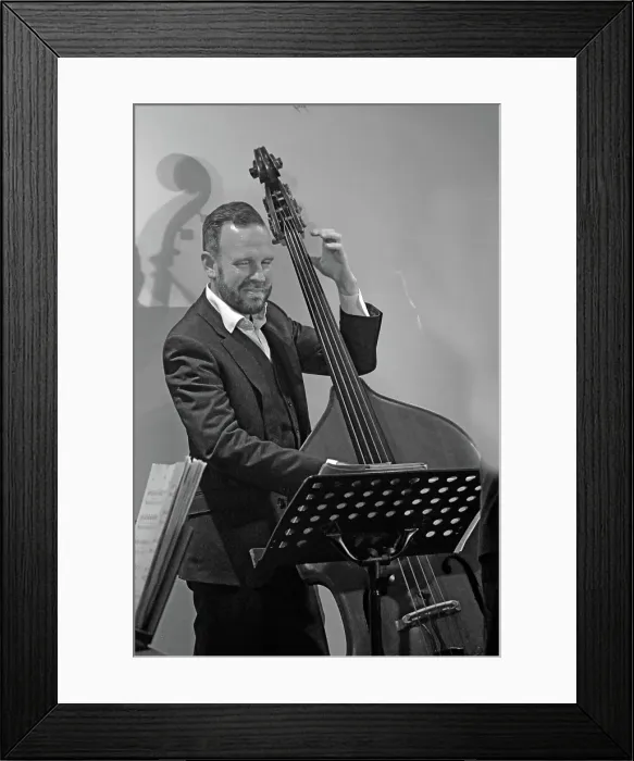 Framed Print : Joe Pettitt, Davison-Hemstock Quintet, Spike's Place, Beckenham, Kent, 2024. Creator: Brian O'Connor Framed Print : Joe Pettitt, Davison-Hemstock Quintet, Spike's Place, Beckenham, Kent, 2024. Creator: Brian O'Connor