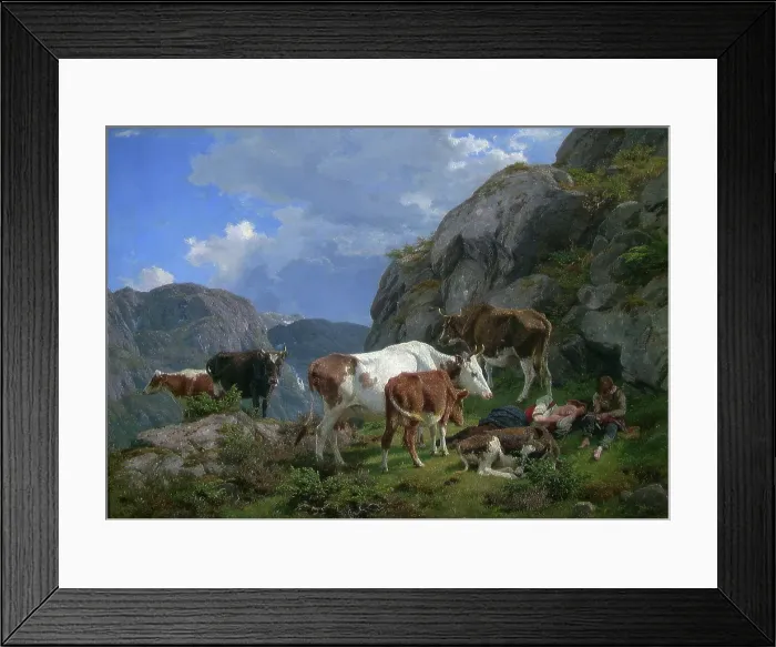 Framed Print : Rest at Noon in the Mountains, 1859. Creator: Anders Monsen Askevold Framed Print : Rest at Noon in the Mountains, 1859. Creator: Anders Monsen Askevold