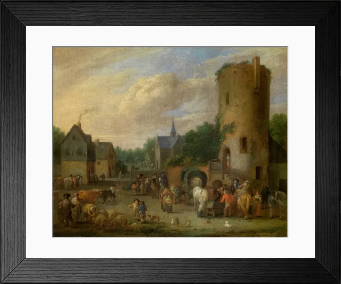 Framed Print : A Village Scene, 1680. Creator: Peeter Bout Framed Print : A Village Scene, 1680. Creator: Peeter Bout