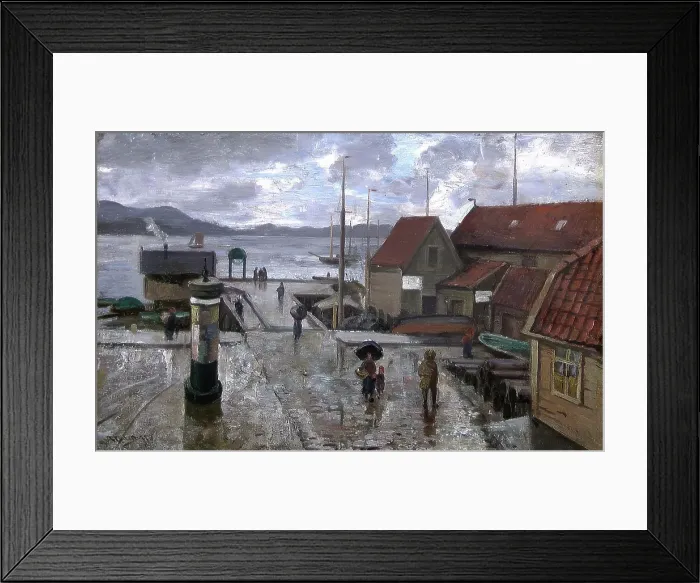 Framed Print : From the Harbour in Bergen, 1877. Creator: Fredrik Jonas Lucian Botfield Collett Framed Print : From the Harbour in Bergen, 1877. Creator: Fredrik Jonas Lucian Botfield Collett