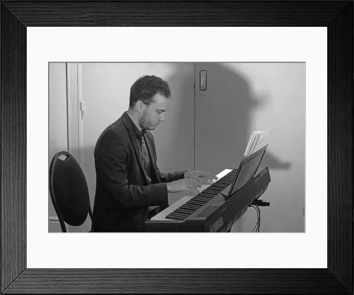 Framed Print : Matyas Gayer, Davison-Hemstock Quintet, Spike's Place, Beckenham, Kent, 2024. Creator: Brian O'Connor Framed Print : Matyas Gayer, Davison-Hemstock Quintet, Spike's Place, Beckenham, Kent, 2024. Creator: Brian O'Connor