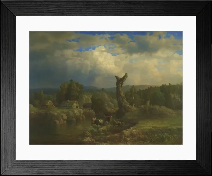 Framed Print : Summer Landscape, Thunder Looms, 1856. Creator: Lars Hertervig Framed Print : Summer Landscape, Thunder Looms, 1856. Creator: Lars Hertervig