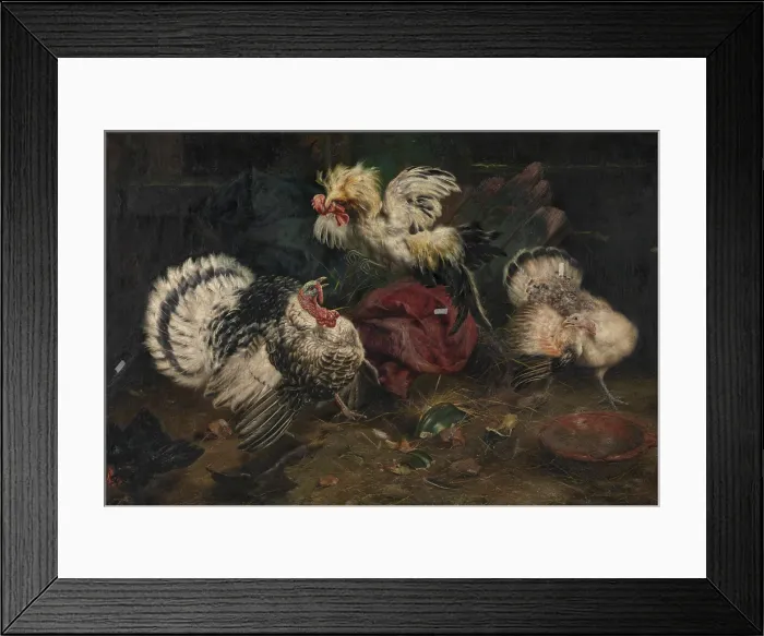 Framed Print : Fighting Cocks, 1902. Creator: Piet van Engelen Framed Print : Fighting Cocks, 1902. Creator: Piet van Engelen