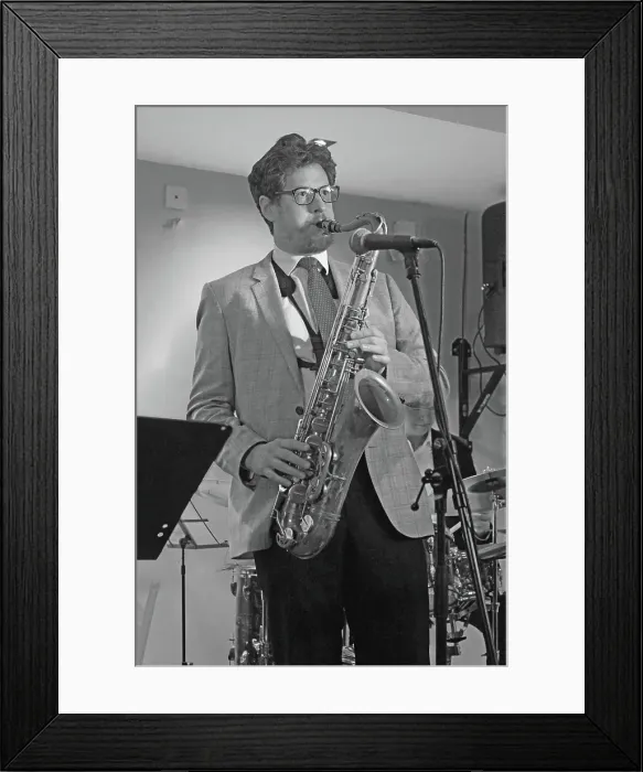 Framed Print : Duncan Hemstock, Davison-Hemstock Quintet, Spike's Place, Beckenham, Kent, 2024. Creator: Brian O'Connor Framed Print : Duncan Hemstock, Davison-Hemstock Quintet, Spike's Place, Beckenham, Kent, 2024. Creator: Brian O'Connor