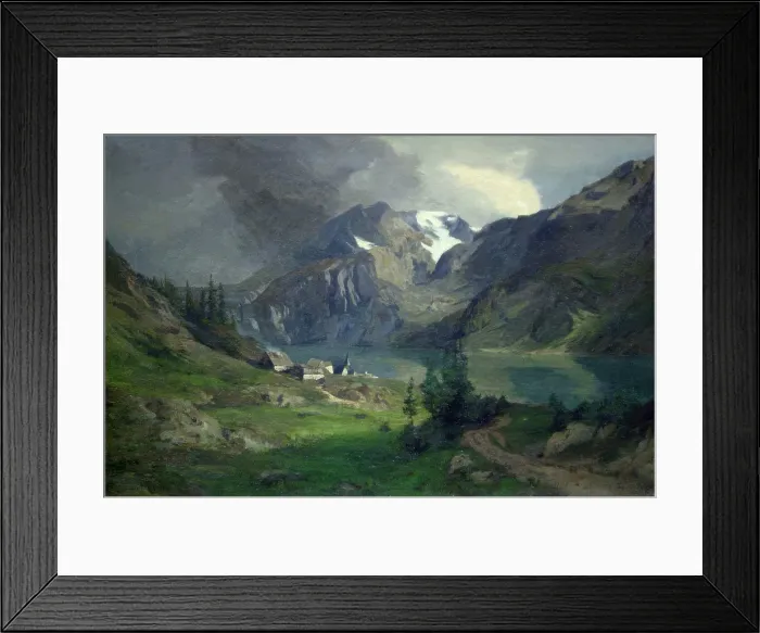 Framed Print : Mountain landscape with Village, 1873. Creator: Thorben Viking Bille Framed Print : Mountain landscape with Village, 1873. Creator: Thorben Viking Bille