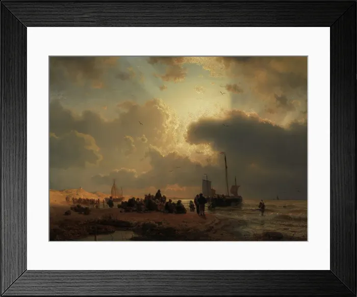 Framed Print : Beach by Scheveningen, 1850. Creator: Andreas Achenbach Framed Print : Beach by Scheveningen, 1850. Creator: Andreas Achenbach