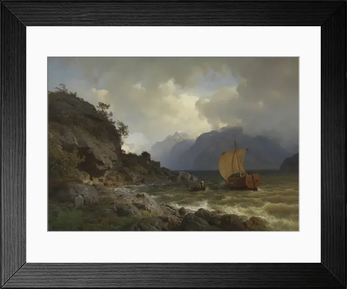 Framed Print : From the western Coast of Norway, 1862. Creator: Hans Gude Framed Print : From the western Coast of Norway, 1862. Creator: Hans Gude