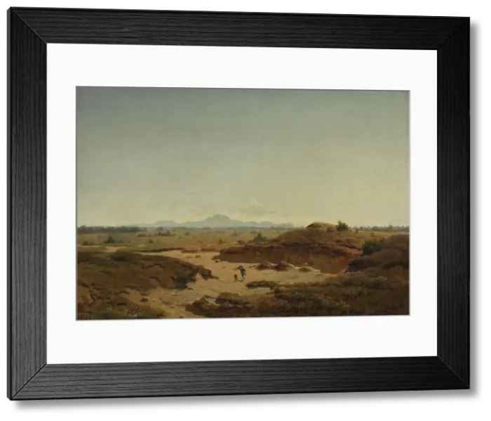 Framed Print : View of Siebengebirge, 1845. Creator: Hans Gude Framed Print : View of Siebengebirge, 1845. Creator: Hans Gude