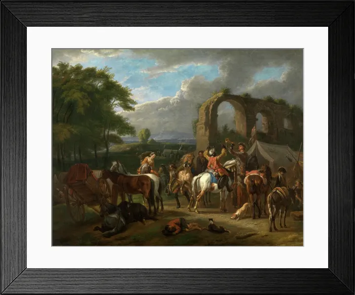 Framed Print : Horseman's Scene, 1713. Creator: Pieter van Bloemen Framed Print : Horseman's Scene, 1713. Creator: Pieter van Bloemen