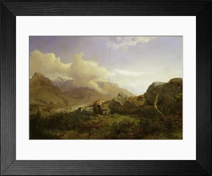 Framed Print : Norwegian Highlands, 1858. Creator: Hans Gude Framed Print : Norwegian Highlands, 1858. Creator: Hans Gude