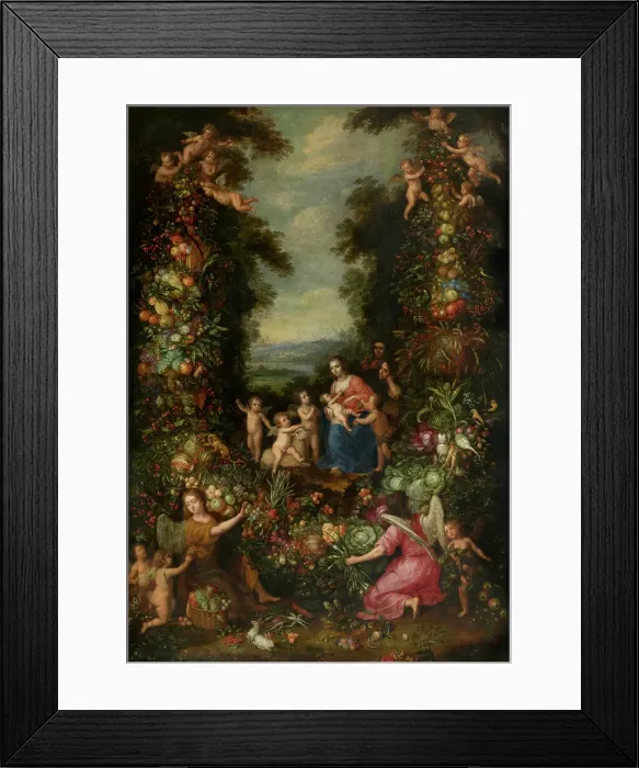 Framed Print : The Holy Family with the Infant Saint John the Baptist surrounded by a Garland of Flowers... Creator: Pieter van Avont Framed Print : The Holy Family with the Infant Saint John the Baptist surrounded by a Garland of Flowers... Creator: Pieter van Avont