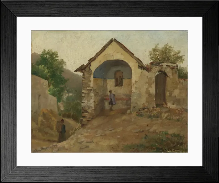 Framed Print : Village scene, probably 1880s. Creator: Johanne Mathilde Dietrichson Framed Print : Village scene, probably 1880s. Creator: Johanne Mathilde Dietrichson