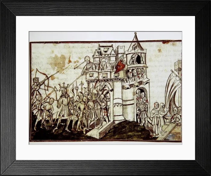 Framed Print : Siege of a castle, miniature, Conde Museum, Chateau of Chantilly, France, 15th century (1992). Creator: Unknown Framed Print : Siege of a castle, miniature, Conde Museum, Chateau of Chantilly, France, 15th century (1992). Creator: Unknown