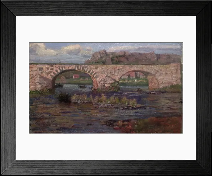 Framed Print : Landscape with Bridge, Undated. Creator: Fredrik Jonas Lucian Botfield Collett Framed Print : Landscape with Bridge, Undated. Creator: Fredrik Jonas Lucian Botfield Collett