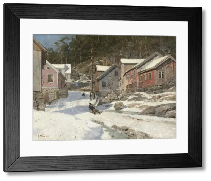 Framed Print : Street in Kragero, 1882. Creator: Frits Thaulow Framed Print : Street in Kragero, 1882. Creator: Frits Thaulow