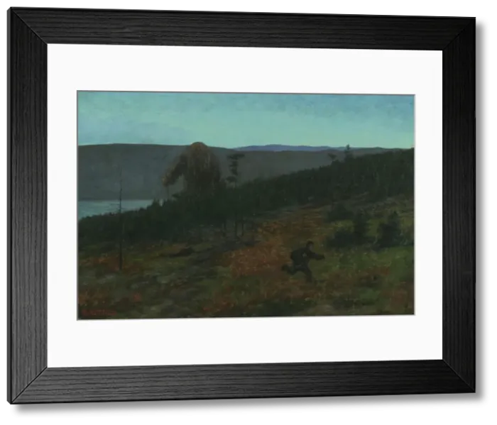 Framed Print : The Ash Lad and the Troll; For Soria Moria Palace, series consisting of twelve... 1900. Creator: Theodor Kittelsen Framed Print : The Ash Lad and the Troll; For Soria Moria Palace, series consisting of twelve... 1900. Creator: Theodor Kittelsen