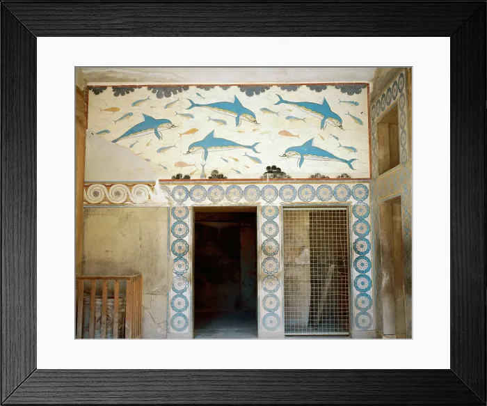 Framed Print : Dolphin Fresco, Megaron of the Queen, Knossos Palace, Minoan civilization, Crete, Greece (2000). Creator: LTL Framed Print : Dolphin Fresco, Megaron of the Queen, Knossos Palace, Minoan civilization, Crete, Greece (2000). Creator: LTL