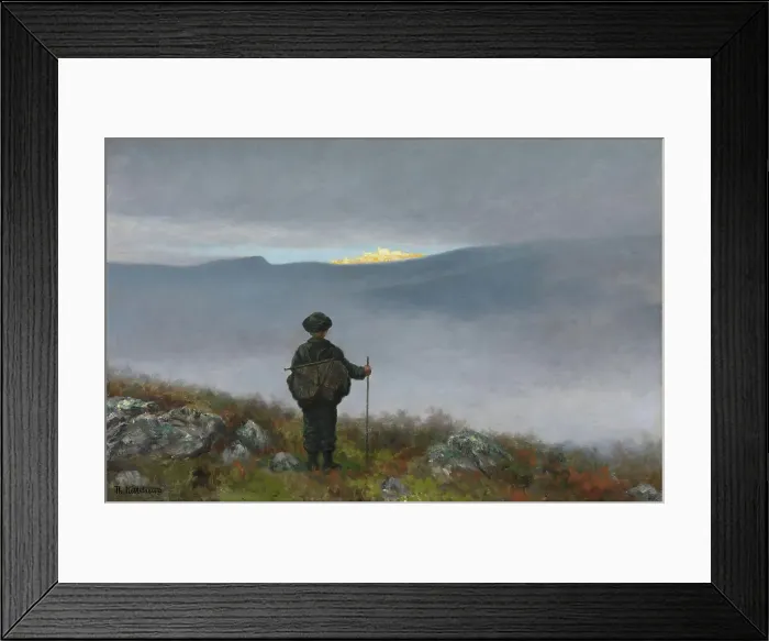 Framed Print : Far, far away Soria Moria Palace shimmered like Gold... 1900. Creator: Theodor Kittelsen Framed Print : Far, far away Soria Moria Palace shimmered like Gold... 1900. Creator: Theodor Kittelsen