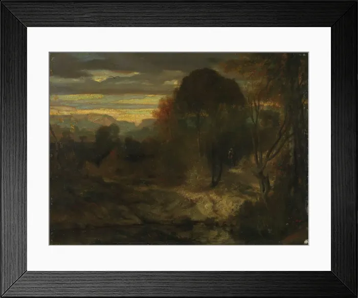Framed Print : Evening landscape, 1854. Creator: Alexandre Gabriel Descamps Framed Print : Evening landscape, 1854. Creator: Alexandre Gabriel Descamps