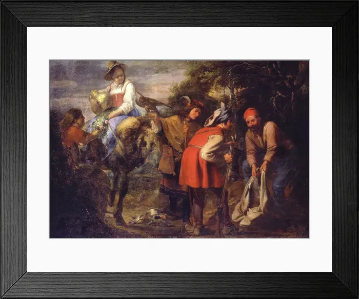 Framed Print : Falconers, 1st half of 17th century. Creator: Pieter Van der Plas Framed Print : Falconers, 1st half of 17th century. Creator: Pieter Van der Plas