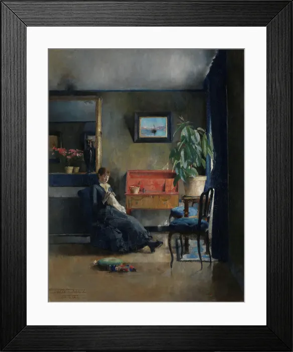 Framed Print : Blue Interior, 1883. Creator: Harriet Backer Framed Print : Blue Interior, 1883. Creator: Harriet Backer