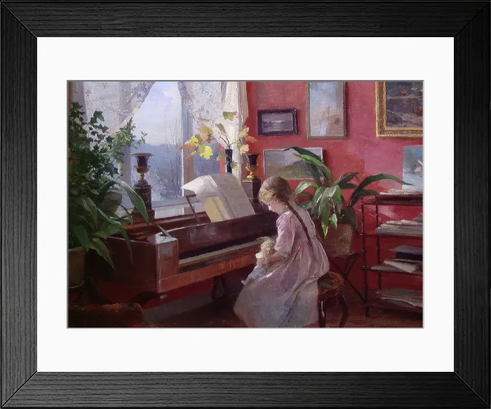 Framed Print : Interior - Victoria at the Piano, 1909. Creator: Even Ulving Framed Print : Interior - Victoria at the Piano, 1909. Creator: Even Ulving