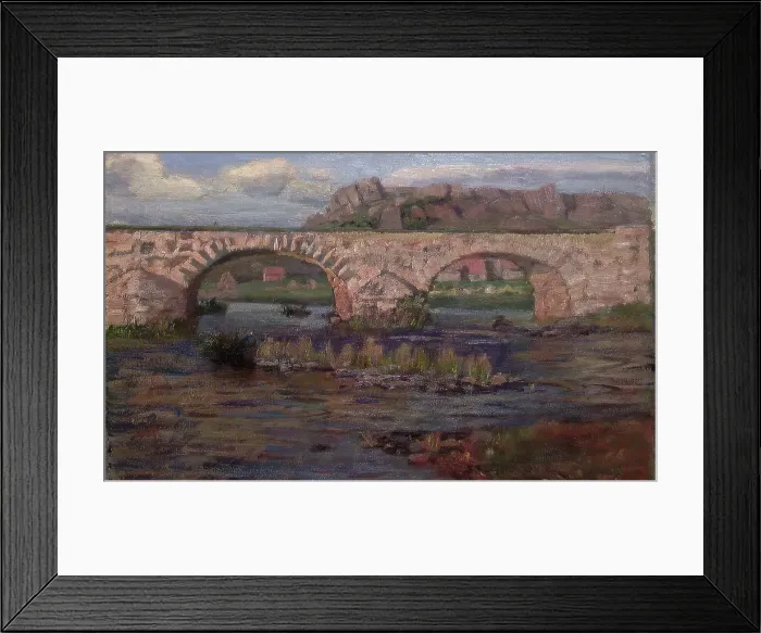 Framed Print : Landscape with Bridge, unknown date. Creator: Fredrik Jonas Lucian Botfield Collett Framed Print : Landscape with Bridge, unknown date. Creator: Fredrik Jonas Lucian Botfield Collett