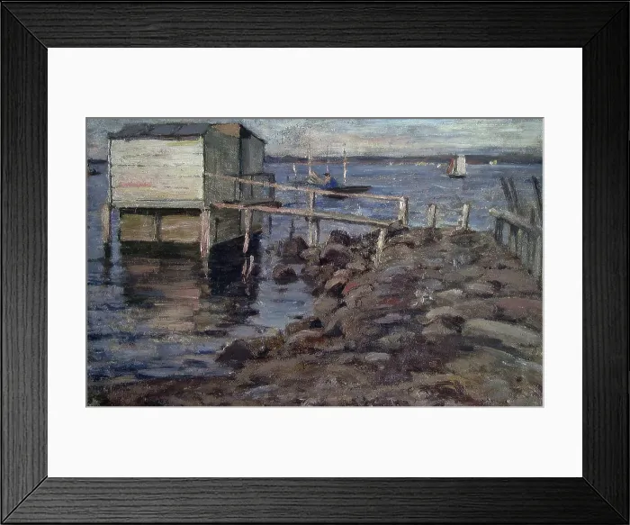 Framed Print : Bathing Hut at the Beach, unknown date. Creator: Fredrik Jonas Lucian Botfield Collett Framed Print : Bathing Hut at the Beach, unknown date. Creator: Fredrik Jonas Lucian Botfield Collett