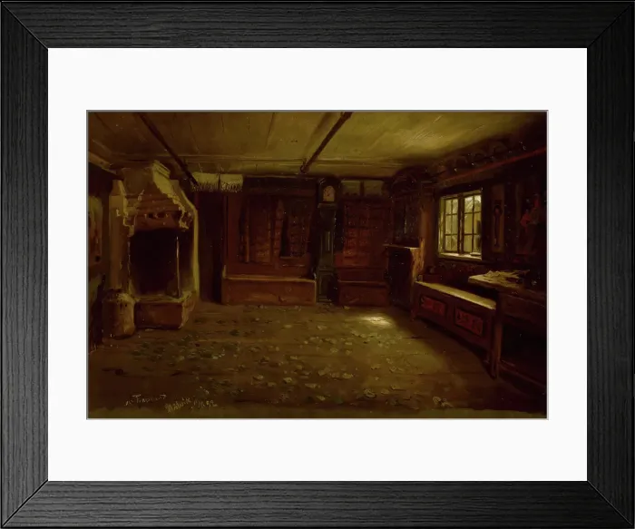 Framed Print : Farm Interior, 1852. Creator: Adolph Tidemand Framed Print : Farm Interior, 1852. Creator: Adolph Tidemand